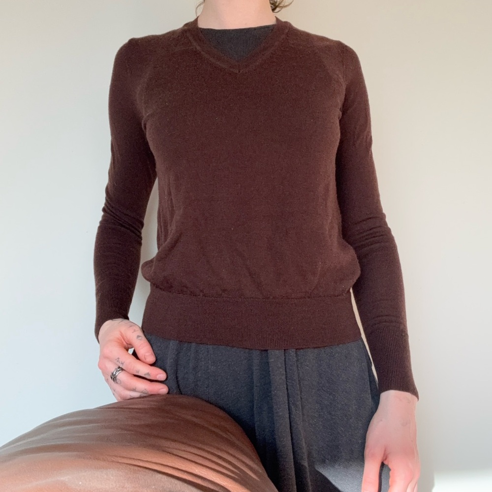 Uniqlo Dark Brown V-Neck Sweater